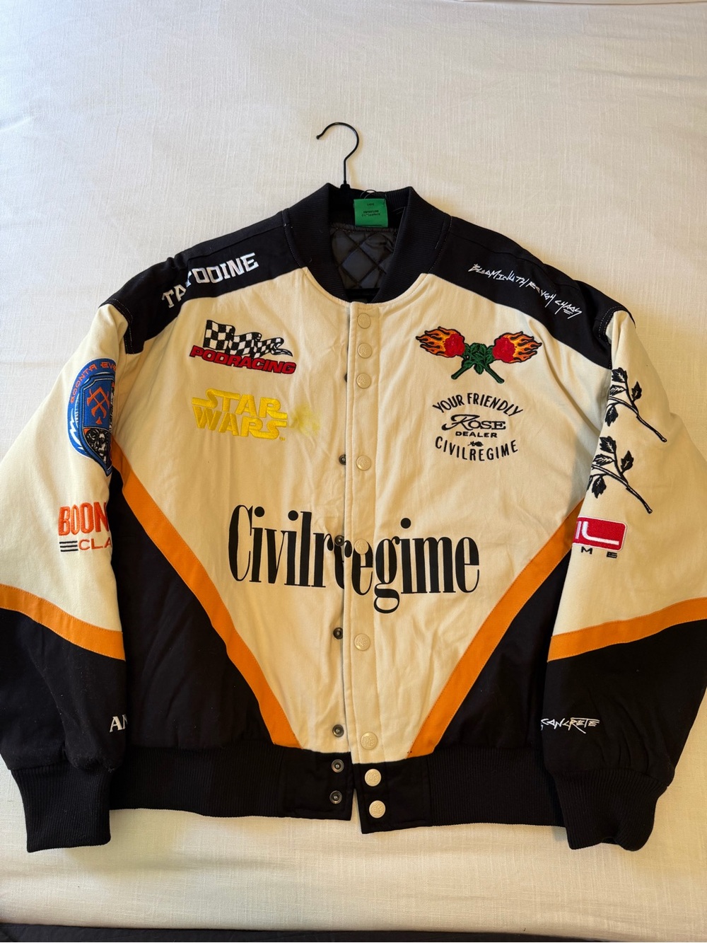 NWT Civil Regime Star Wars Pod Racing Racer Jacket Butter Black Orange Large
